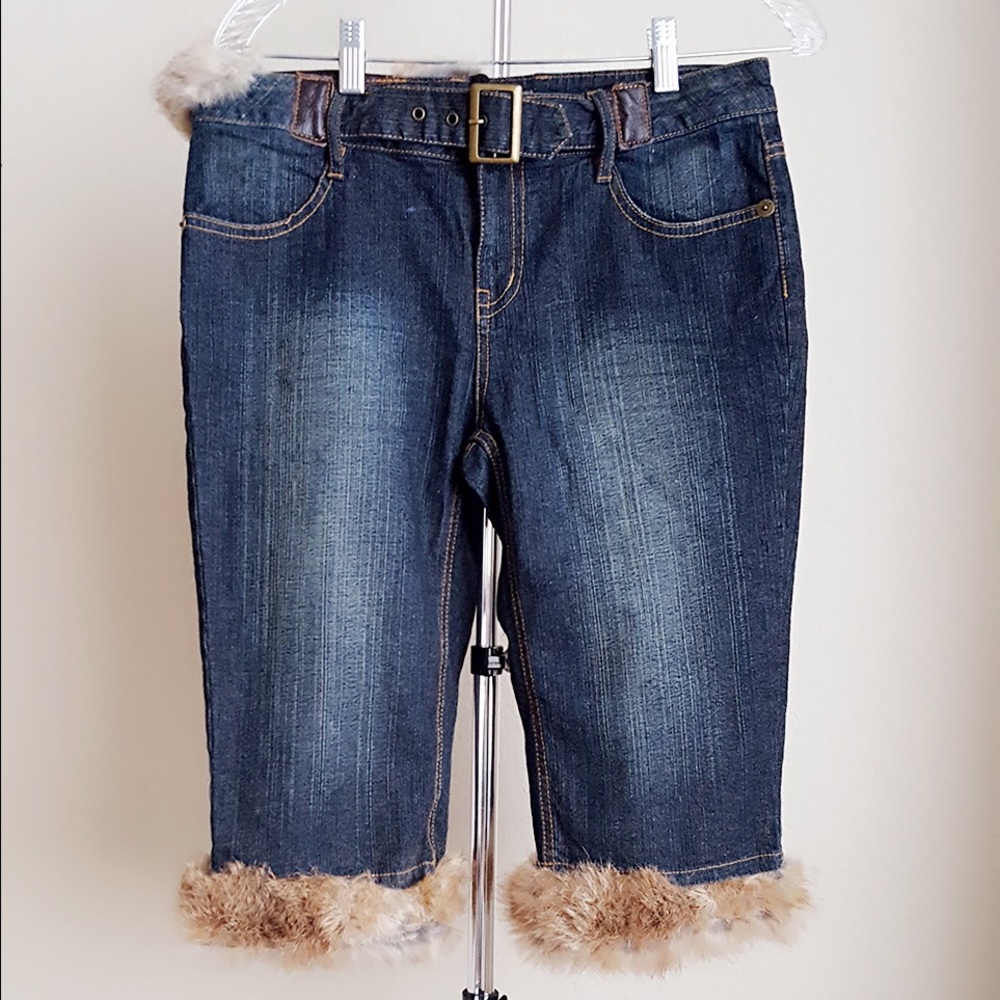 Farfetch 2-way Faux fur Fluffy Crop Jeans